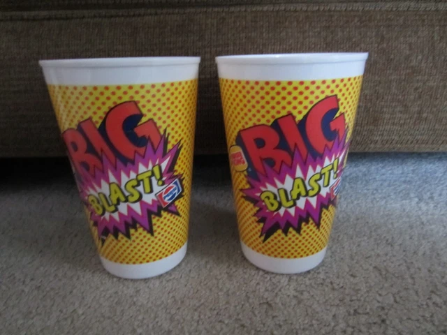 Burger King Big Blast Plastic Cups Pepsi Vintage LOT of 2