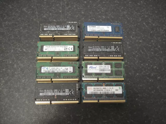 JOB LOT 40x MIXED DDR3 LAPTOP RAM MEMORY 2GB 4GB - UNTESTED PARTS ONLY (RN6872)