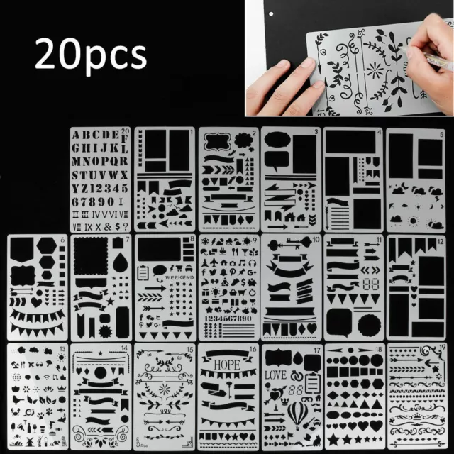 20 PCS BULLET Journal Pochoir En Plastique DIY Dessin Modèle Journal EUR  9,37 - PicClick FR