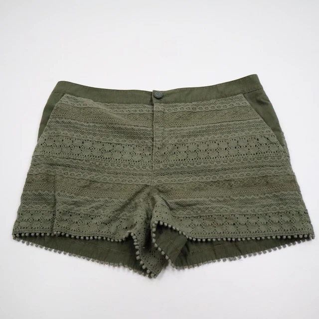 Antrhopologie Daughters of the Liberation Olive Green Lace  Shorts Sz 12
