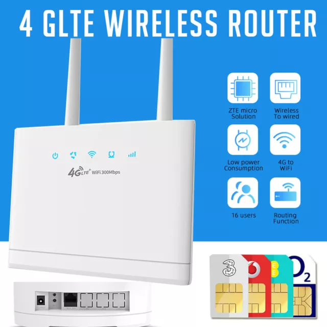 Wireless Router 300Mbps Range Extender 4G WIFI Hotspot & SIM Card UNLOCKED Port