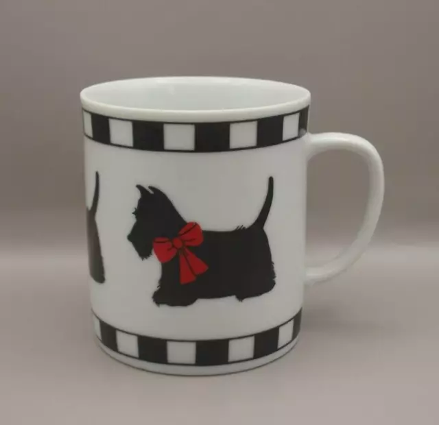 Dept. 56 Scottie Scottish Terrier Dog Mug Porcelain Black White Checker Border