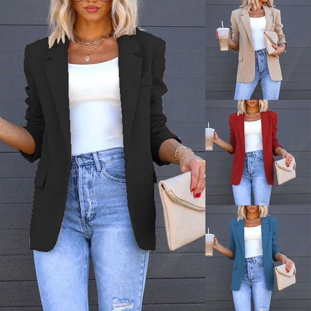 Blazer donna moda colletto monocolore manica lunga abbigliamento da lavoro abito