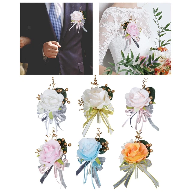 2 pezzi/set Avorio bianco rosa Fiore all'occhiello e Corpetto da