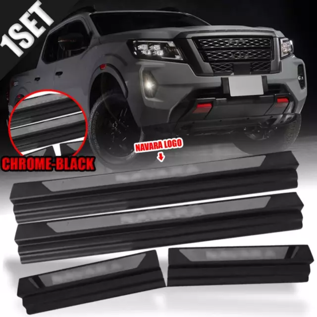 Fits Nissan Navara Pro-4x Ute 2021-2022 Set Scuff Plate Door Sill Black Chrome