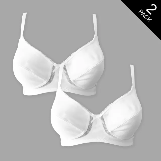 DUNNES STORES LABELLED Womens 2PK Cotton Non-Wired Sports Bra Underwear  White £8.75 - PicClick UK