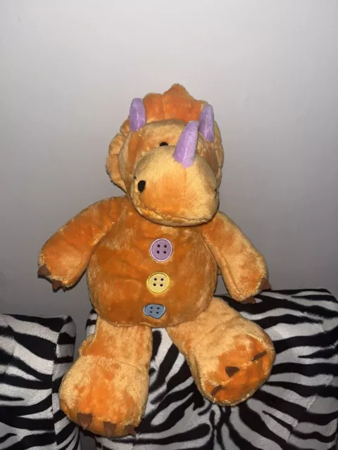 Buttons And Friends Bear Triceratops Orange Dinosaur 17” Soft Plush Toy - VGC
