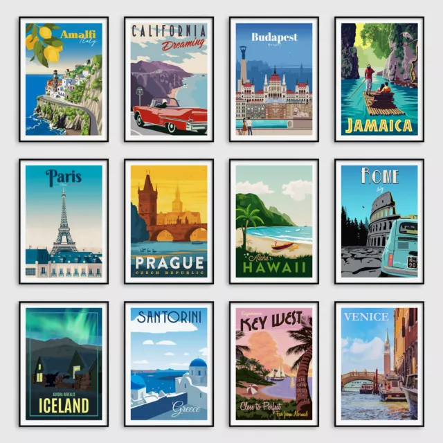 Vintage Travel Posters Retro Home Wall Art Prints Tourism Holiday Pictures