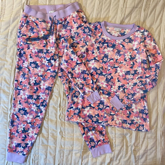 Vera Bradley Pajama Set Womens Small Rose Blush Plush Velour Fleece Lounge
