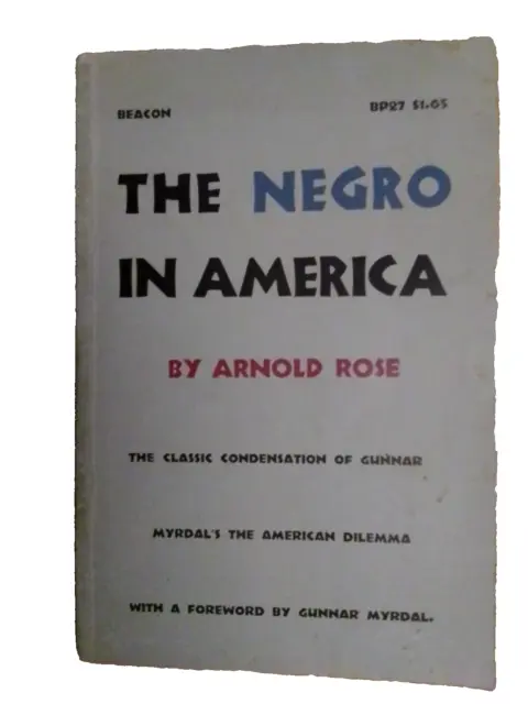 The Negro in America by Arnold Rose [1962] Paperback Book