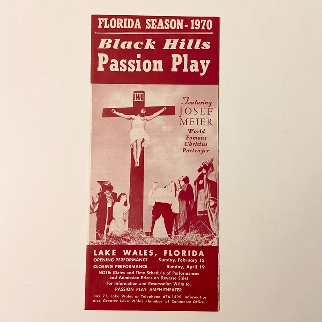 VINTAGE 1970 FLORIDA Black Hills Passion Play Lake Wales Brochure