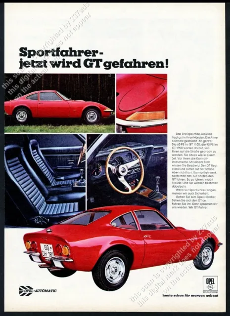 1969 Opel GT red car 5 photo German vintage print ad