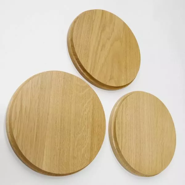 3 Pieza Placa de Jabalí Redondo Roble Claro Af 19 CM Tablero Keiler Gewaffbrett 3