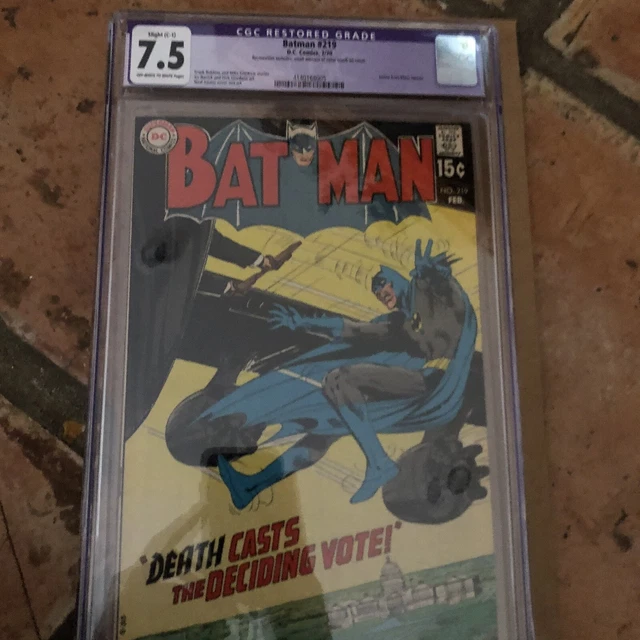 CGC 7.5 Restored Batman 219 DC 1968 Neal Adams Cover 1st Adams Interior Purple