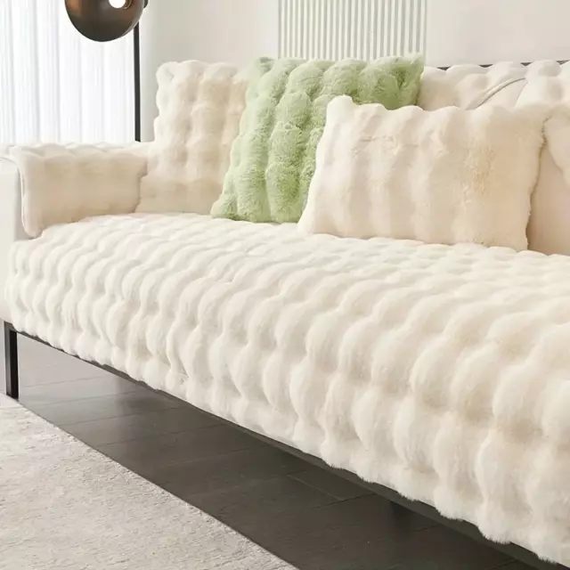 Thicken Imitation Rabbit Fur Plush Sofa Slipcover Non-Slip Soft Sofa Towel Couch