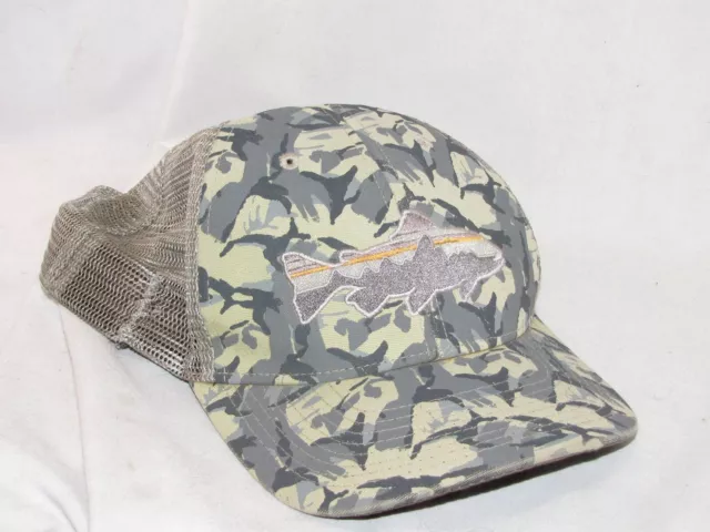 Patagonia Cap Fitz Roy Camo Small Trout Trucker Hat Snapback Mesh Distressed