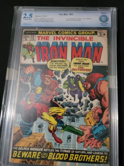 IRON MAN #55 CBCS 2.5 1ST APPEARANCE OF THANOS/Starfox/Drax MARVEL COMICS