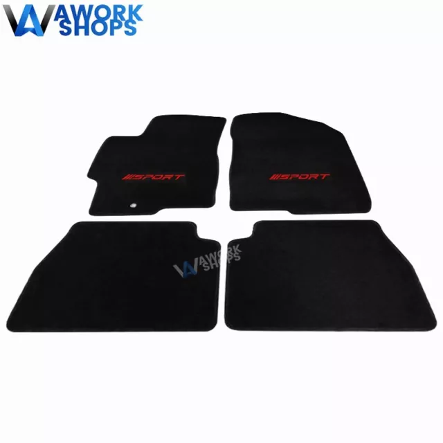 Fits 2003-2008 Mazda 6 4DR Black Nylon Floor Mats Carpets w/ Red Sport