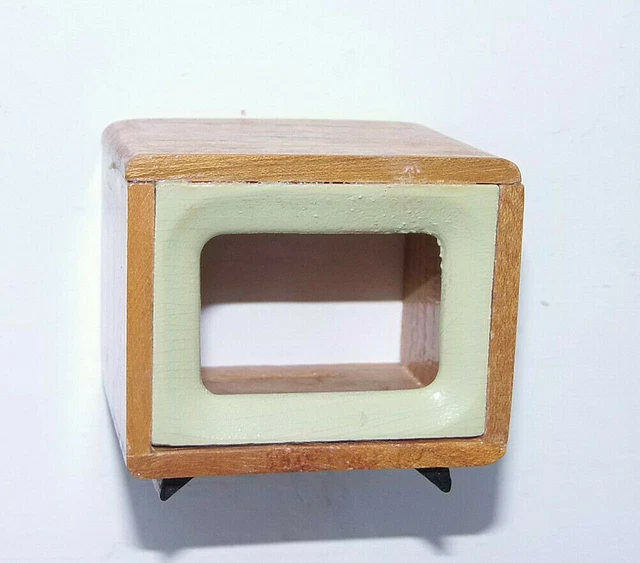 DDR Spielzeug Holz Fernseher Puppenstube Puppenstubenzubehör Flimmerkiste