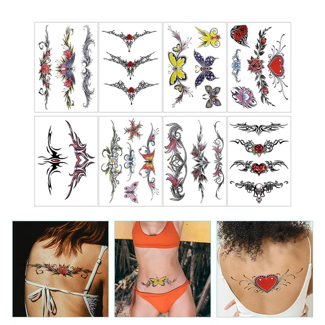 Pegatinas de color flores tatuaje cicatriz cubierta sexy pegatinas esqueleto para mujer