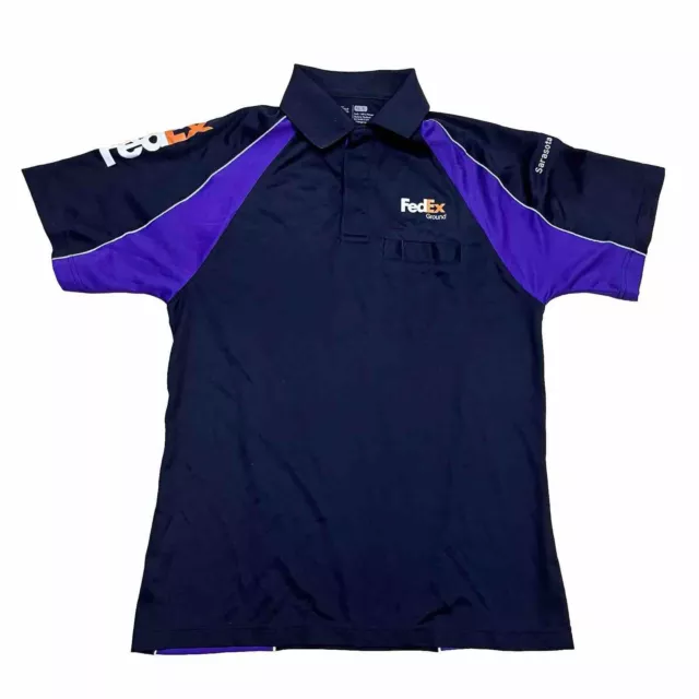 FedEx Ground Stan Herman Polo Shirt Men’s SS Small Navy Short Sleeve Logo Mint