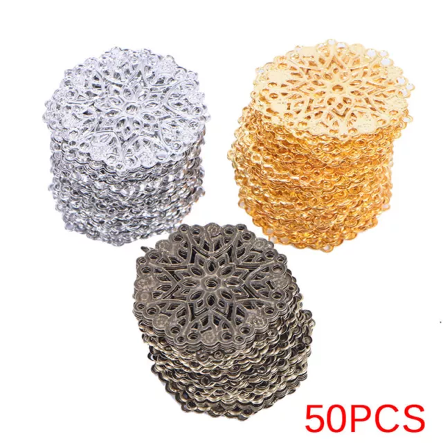 50PCS Bronze Filigree Flower Connectors Crafts DIY Jewelry Making Accessories~m' 2