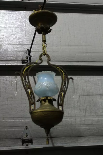Art Deco Mission Ceiling Light Fixture  Entry Hall Porch Pendant Hammered Copper