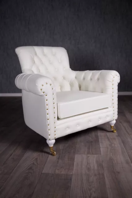 Baroque Armchair Chesterfield Antique Solid White Art Style Furniture Royal Chair Vintage