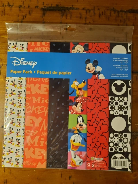 Paquete de papel de Disney 12 hojas 12x12 Paquete de papel de Disney 12 hojas 12x12