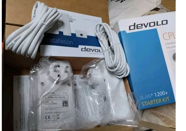 Kit CPL Devolo DLAN 1200+ : 2 Adaptateurs Et 2 Câbles RJ45 - Neuf Sous Blister