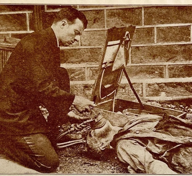 1917 Pulmotor Resuscitation Machine Antique Medical Print Demonstration Ephemera