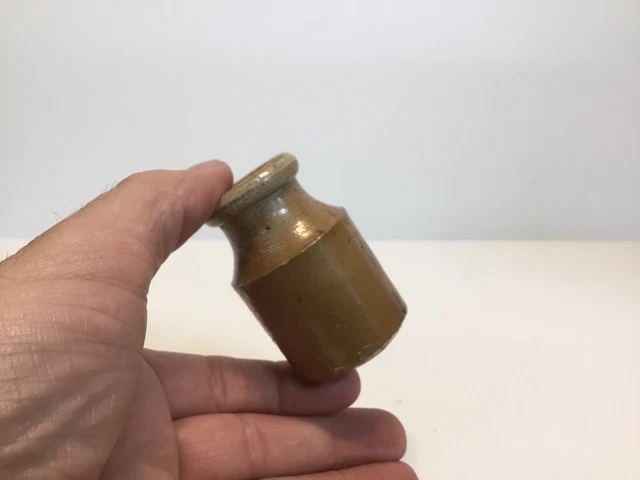 Small Antique Stoneware Ink Pot.