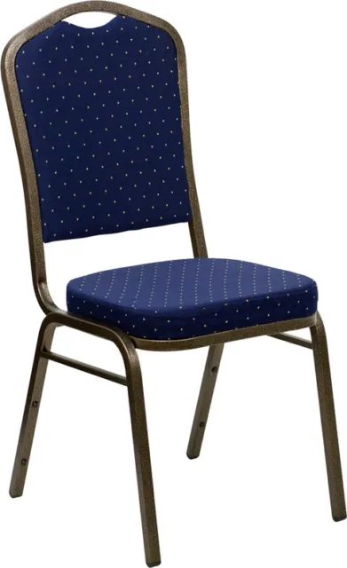 10 PACK Banquet Chair Navy Blue Dot Fabric Restaurant Chair Crown Back Stacking