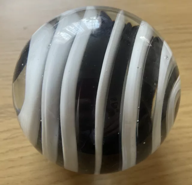 Black & White Glass Marble Paperweight 90mm.