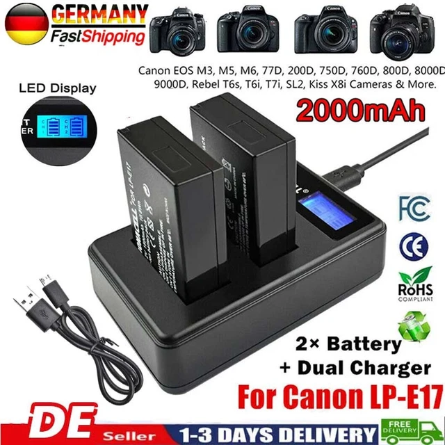 Kit Dual Baterías + Cargador LP-E17 K&F Concept