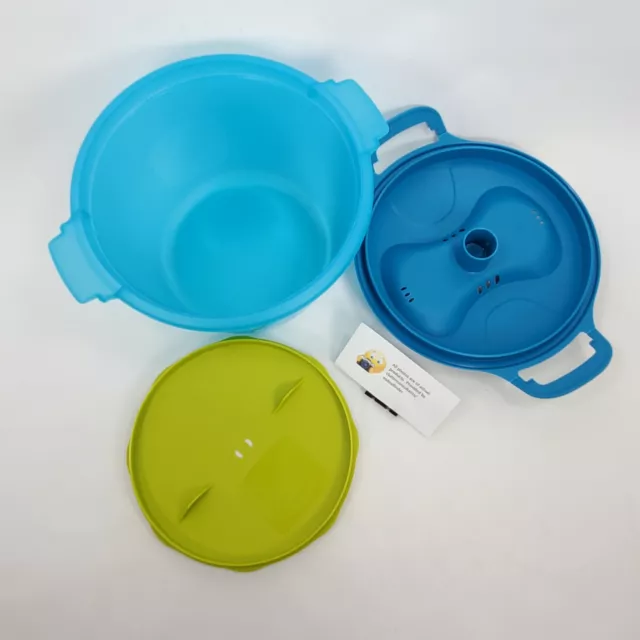 Tupperware Veggie/Rice Steamer 3-pc #6451B Blue Yellow 3