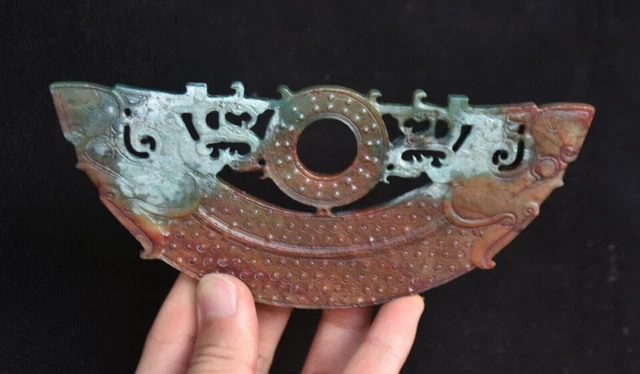 6.4 " Old Chinese Hongshan Culture Jade Carving Pi xiu  Beast Yu Bi