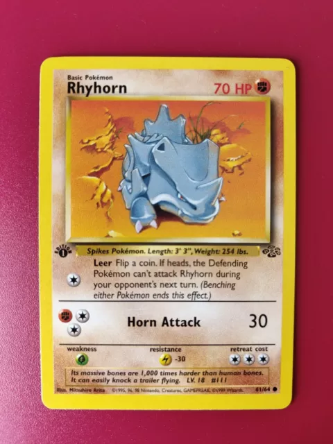 Pokémon TCG Rhyhorn Jungle 1st Edition Common 61/64 - Pack Fresh/ Mint