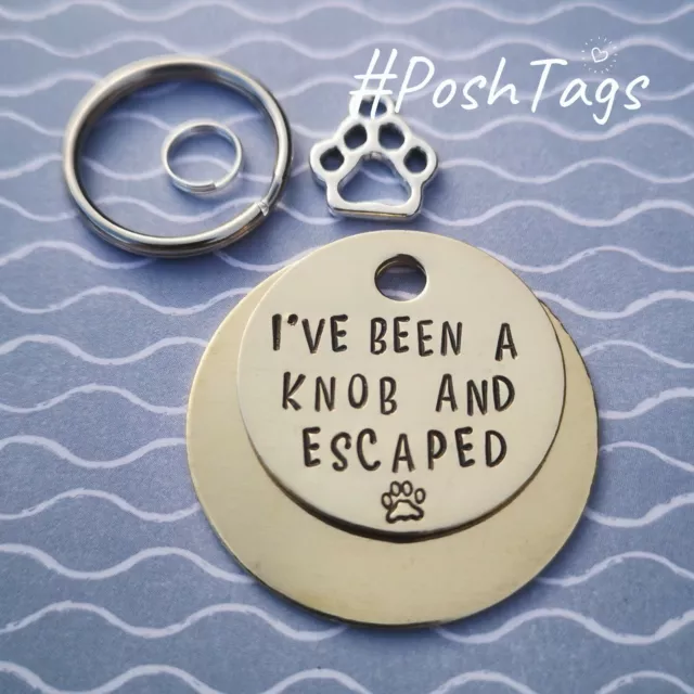I've been a knob and escaped handmade stamped pet dog cat tags PoshTags