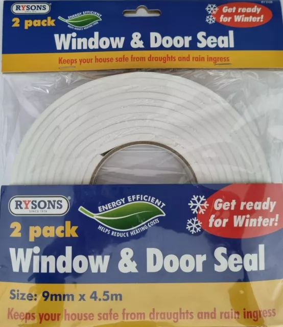 2 X 4.5m Draught Excluder Foam Tape Weather Strip Insulation Door Window Seal UK