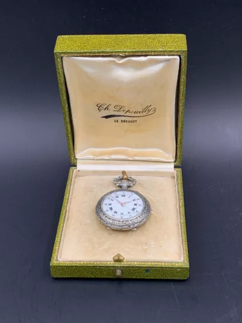 Ecrin boîte à montre de col ou gousset c. 1900 Antique pocket watch box