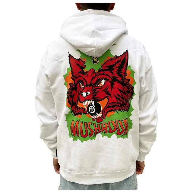 Mushroom Brand Felpa con cappuccio Wolf hoodie white