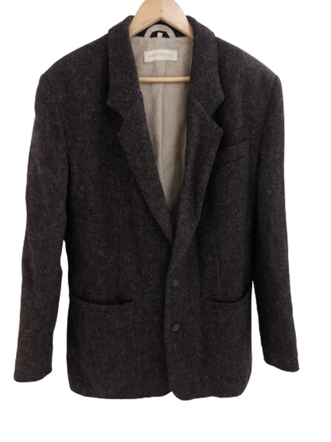Blazer Greenpeace Uomo Regno Unito Grigio Scuro Medio Vintage Petto Singolo