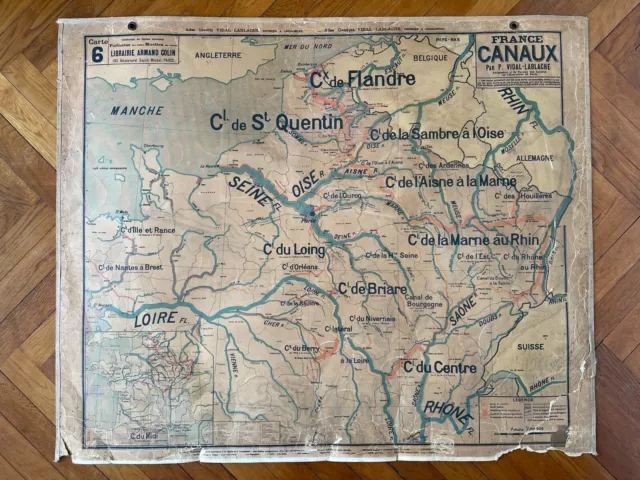 Carte Affiche scolaire Vidal Lablache n°6 France Canaux