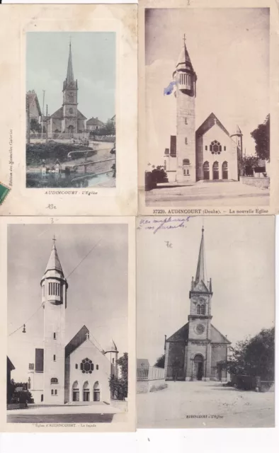 Lot de 4 cartes postales anciennes postcards AUDINCOURT DOUBS 6