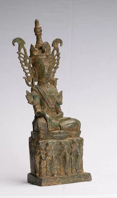 Antique Burmese Bronze Style Shan Sitting Buddha Statue - 2