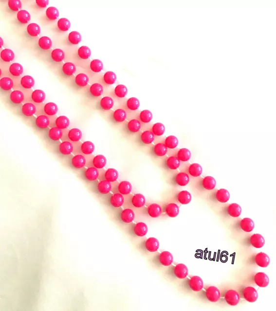 Bright Hot Colours Long Rope Plastic Beads Necklace  Fancy Dress Disco Party New