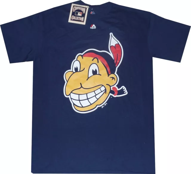 Cleveland Indians Guardians Majestic Big  Logo Navy  T Shirt New tags