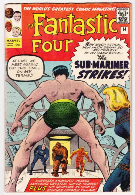 Fantastic Four # 14 - Sub-Mariner & Puppet Master / Kirby & Ditko - Marvel 1963