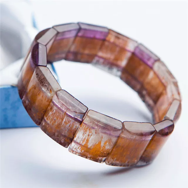 Natural Cacoxenite Rutilated Women Rectangle Crystal Bead Bracelet AAAAA 20×14mm 2